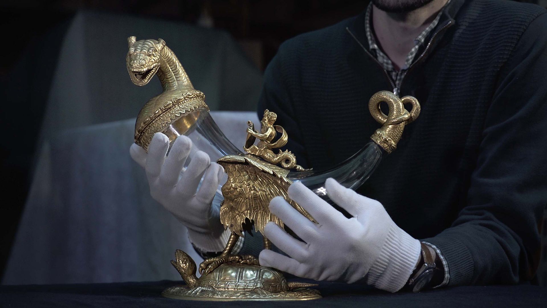 Reproducción galvanoplástica de un cuerno para beber